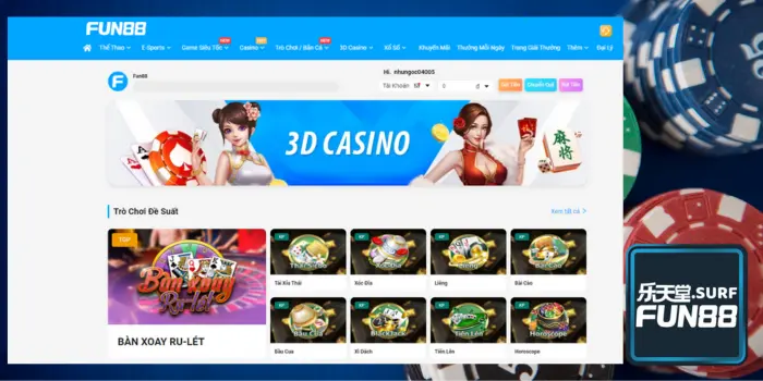 3D casino Fun88: nét như sony trong từng chi tiết